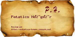 Patatics Hágár névjegykártya